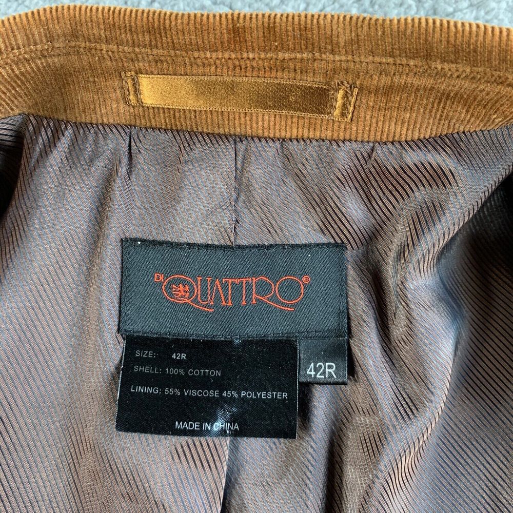 Di Quattro Blazer Mens 42 R Brown Corduroy Sport Coat Jacket 2 Button Casual - Picture 3 of 12